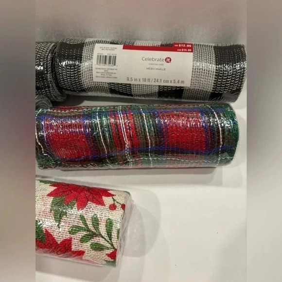 Mesh Maille Bundle off 5 Celebrate it Christmas Noel 9.5 in x 18 ft each - Picture 3 of 3